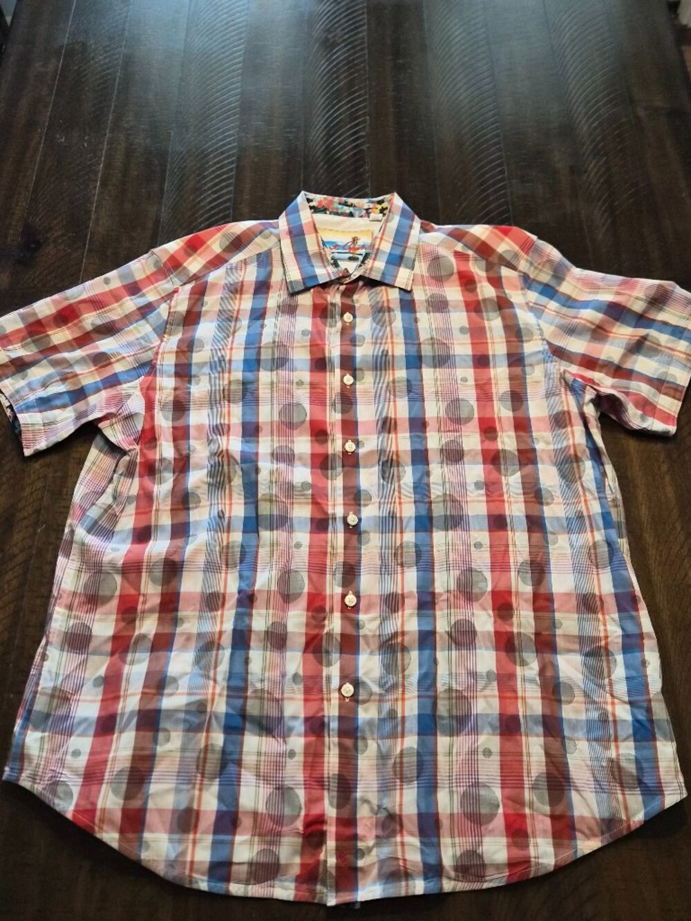 Robert Graham Shirt Geometric Check Pattern Classic Fit Button Up Mens XL H001